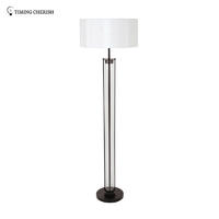 Alps 1 Light H1610MM Glass Floor Lamp in Black/Chrome with White Shade
