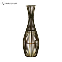 Himalayan 1 Light H900MM Bowling Hand Woven Rattan Floor Lamp in Black