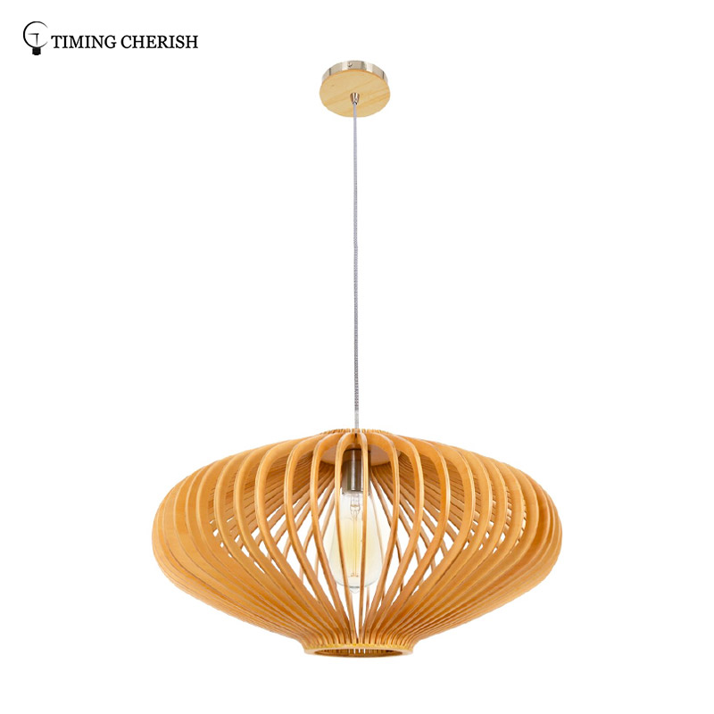 Handmade Hanging Pendant Light in Natural Wood Frisbee 1 Light D360MM