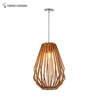 Diamond 1 Light Beautifully Crafted Tall Wood Pendant Light in Natural