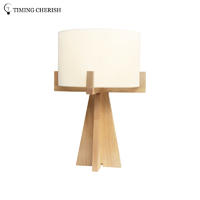 Hyde 1 Light Handmade Wooden Vintage End Table Lamp in Natural Wood