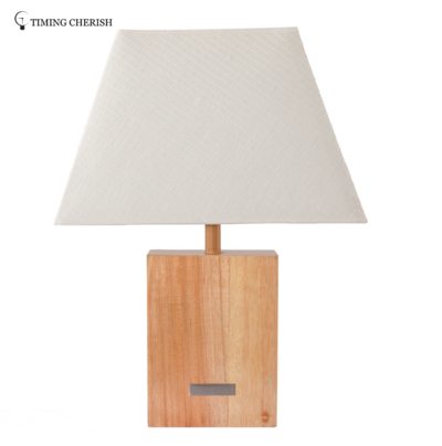 Morgan 1 Light H495MM Solid Wood Touch End Table Lamp with White Paper Shade