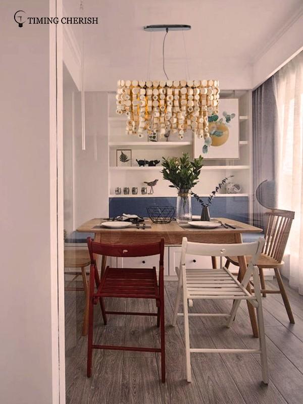 Exclusive Octave 3 Light Handmade 2-Tier Wood Chip Modern Oval Pendant Lamp in Wood Natural-1